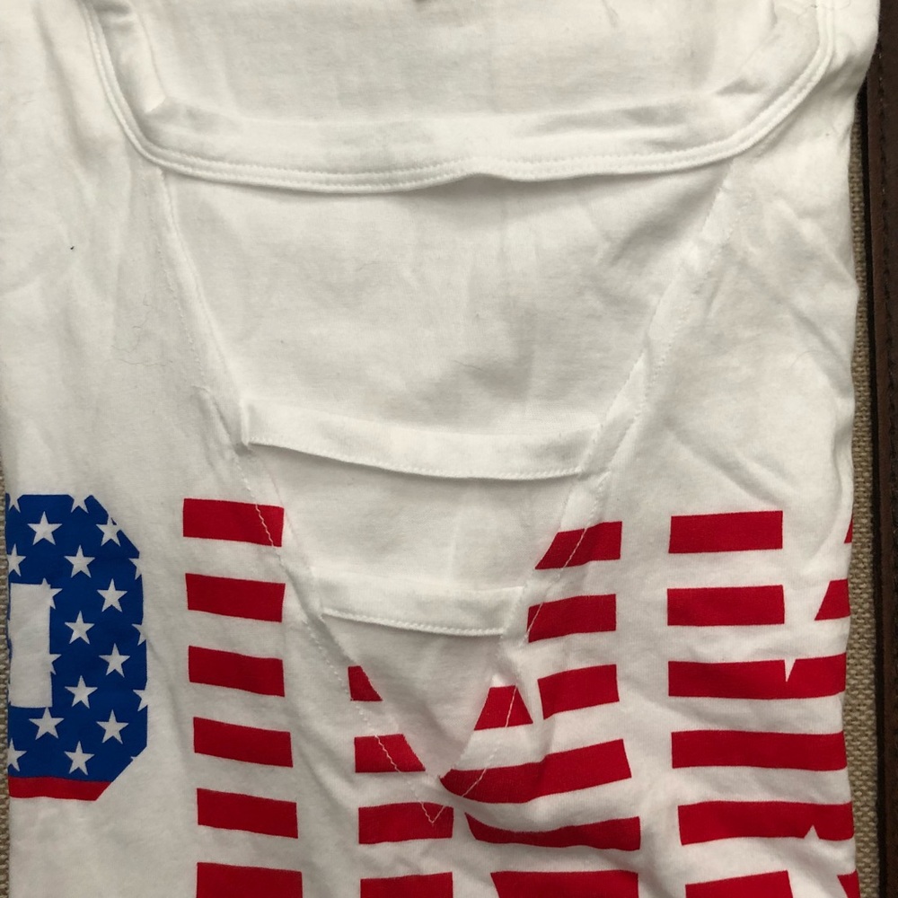 NWOT Pink T Shirt with American Flag theme - Picture 2 of 3